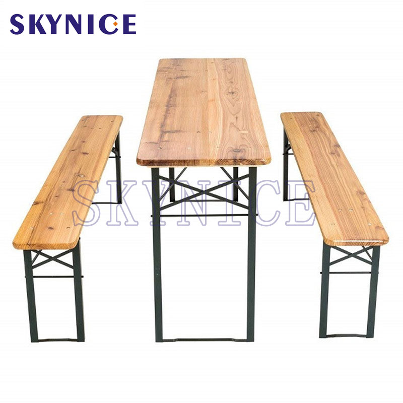 Juego de banco de mesa de cerveza de 3 piezas Mesa de picnic superior de madera plegable