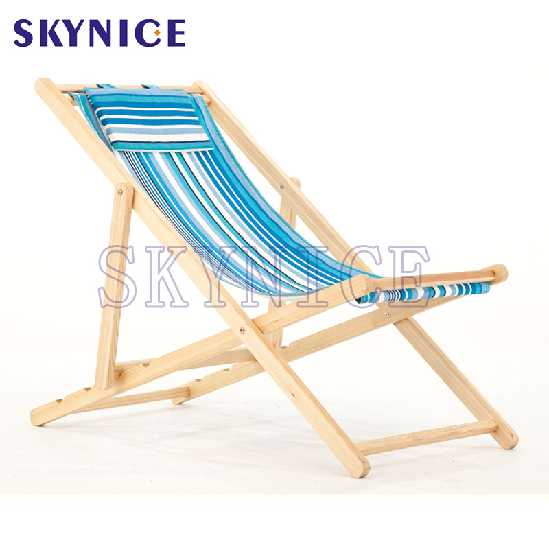 Silla de playa reclinable de madera plegable